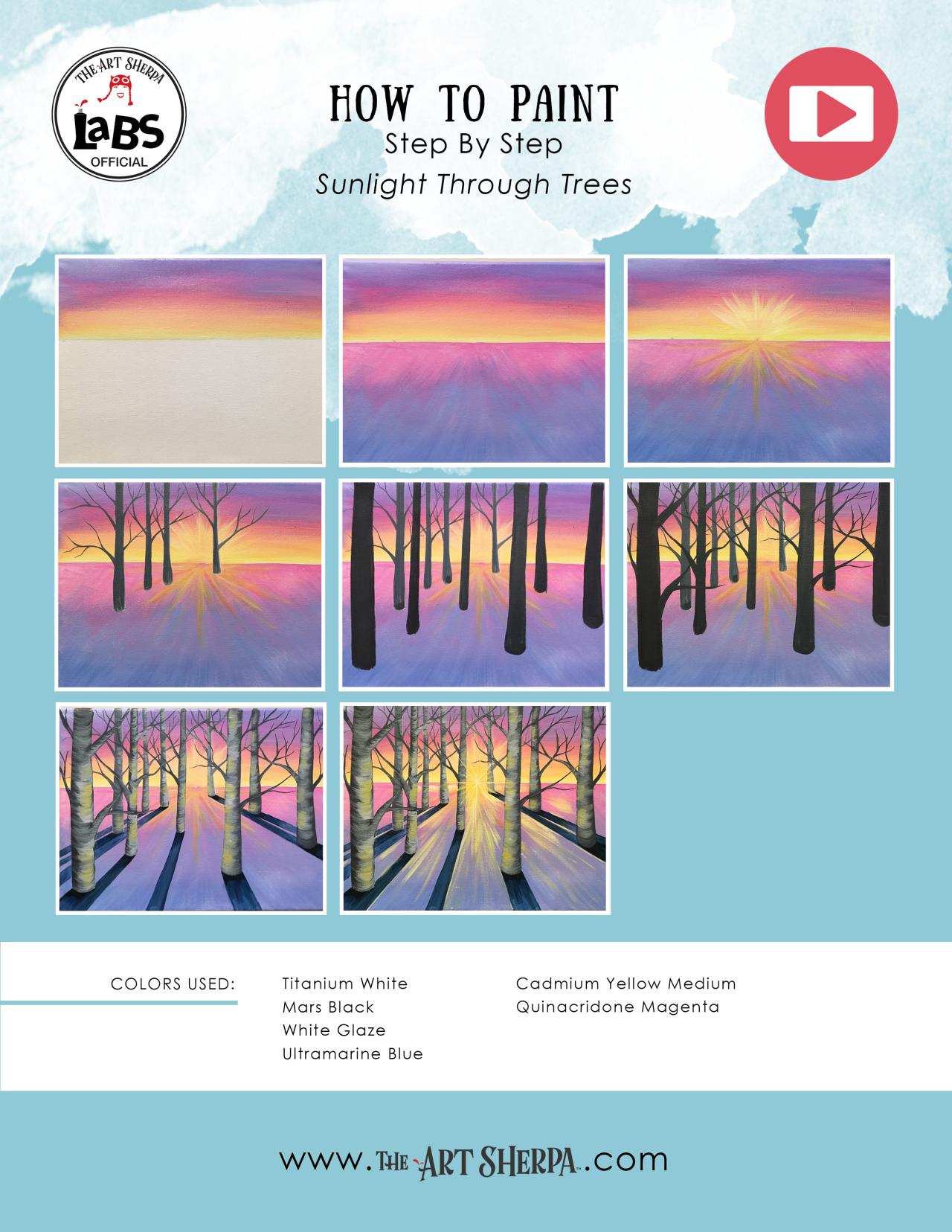 Sunlight Through Trees Acrylic Painting Tutorial Beginners On