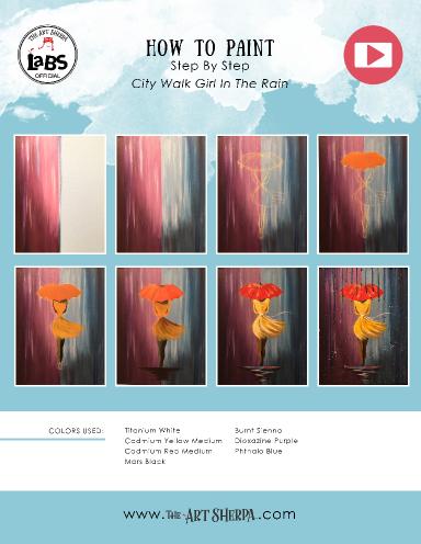 Easy acrylic painting lesson | City Walk Girl in the Rain | Umbrella Art