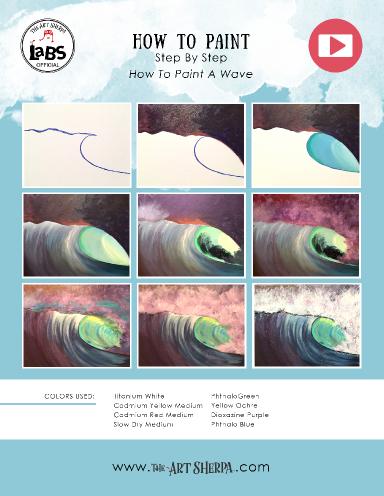 Beginner Acrylic art lesson How to paint a Wave Step by step with The Art Sherpa